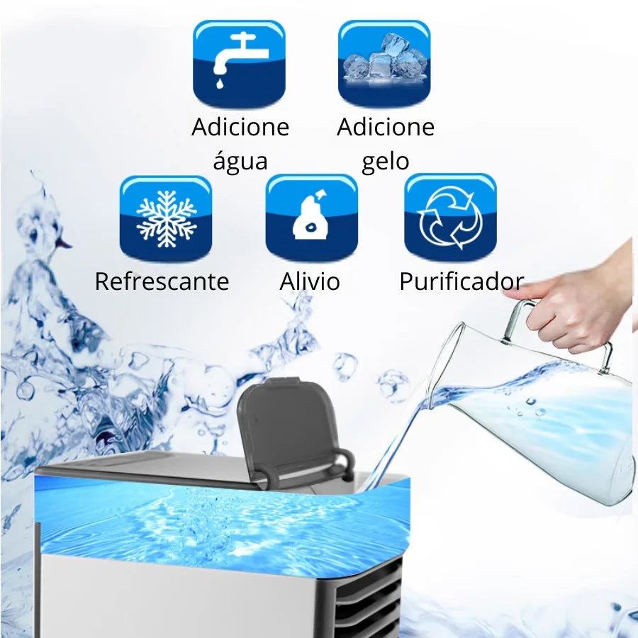 NOVIDADE Mini Ar Condicionado Climatizador e Humidificador de Ar Purificador Refrescante + BRINDE MISTERIOSO - ENVIO IMEDIATO