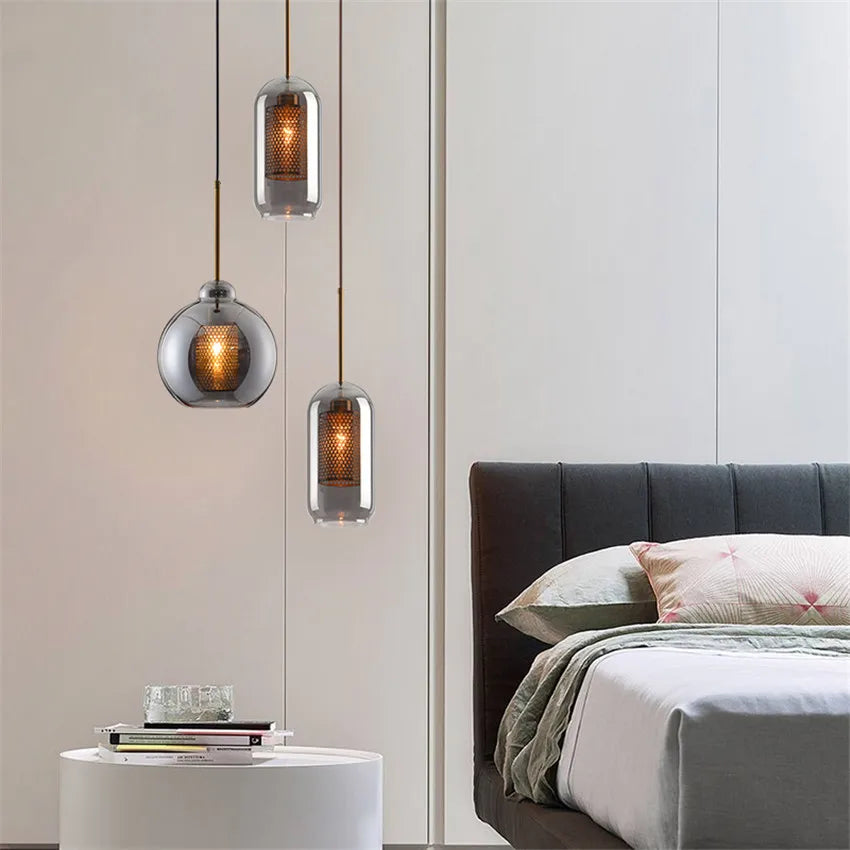 Vadim Modern Smoke Grey Glass Pendant Lamp