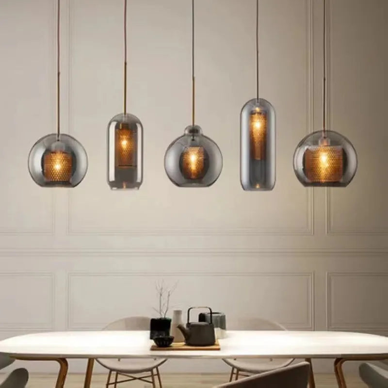 Vadim Modern Smoke Grey Glass Pendant Lamp