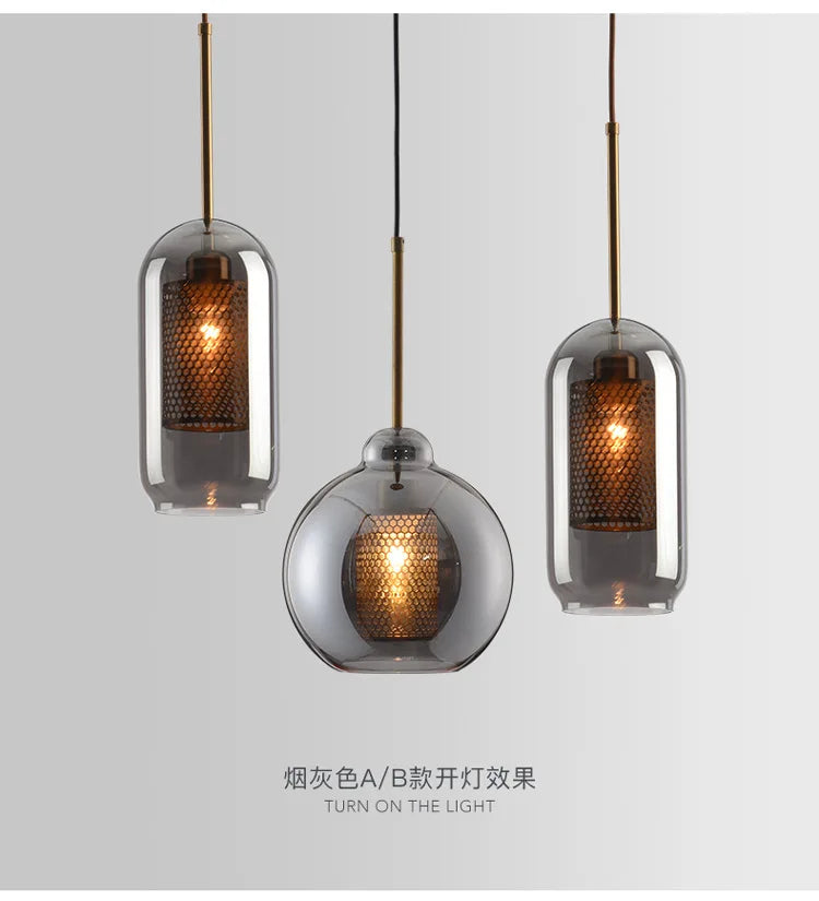 Vadim Modern Smoke Grey Glass Pendant Lamp