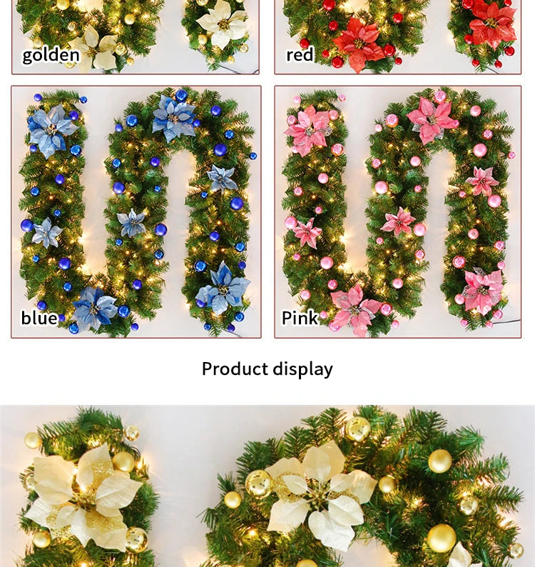 2.7m Luxury LED Christmas Cane Wreath Banner