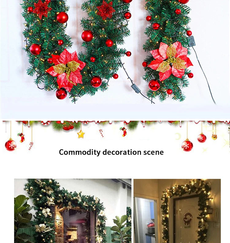 2.7m Luxury LED Christmas Cane Wreath Banner