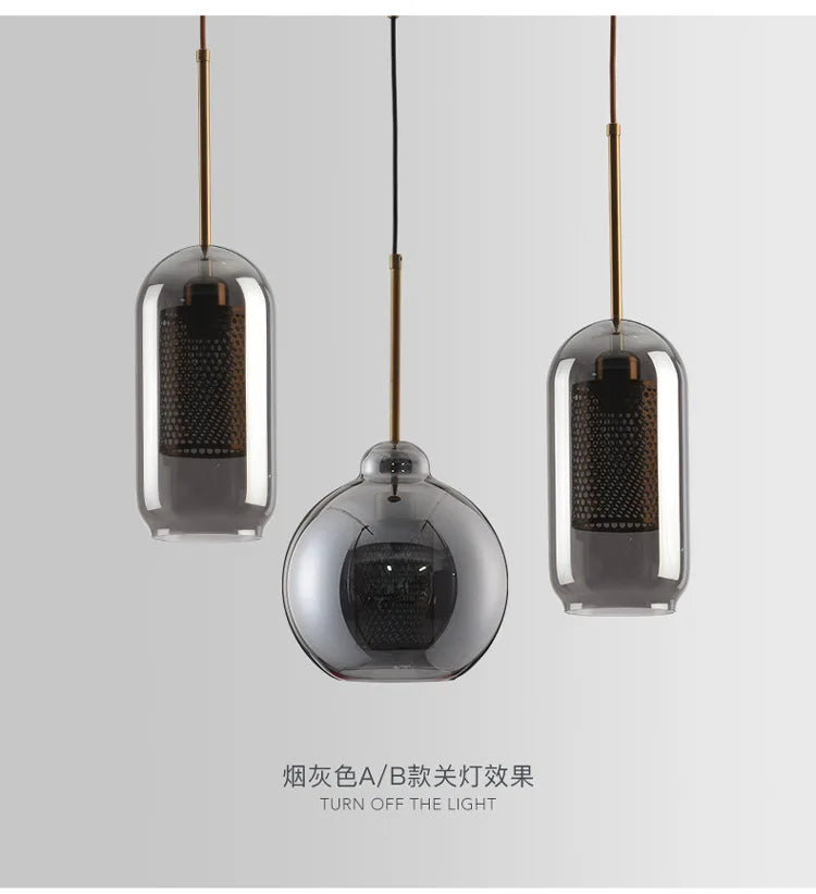 Vadim Modern Smoke Grey Glass Pendant Lamp