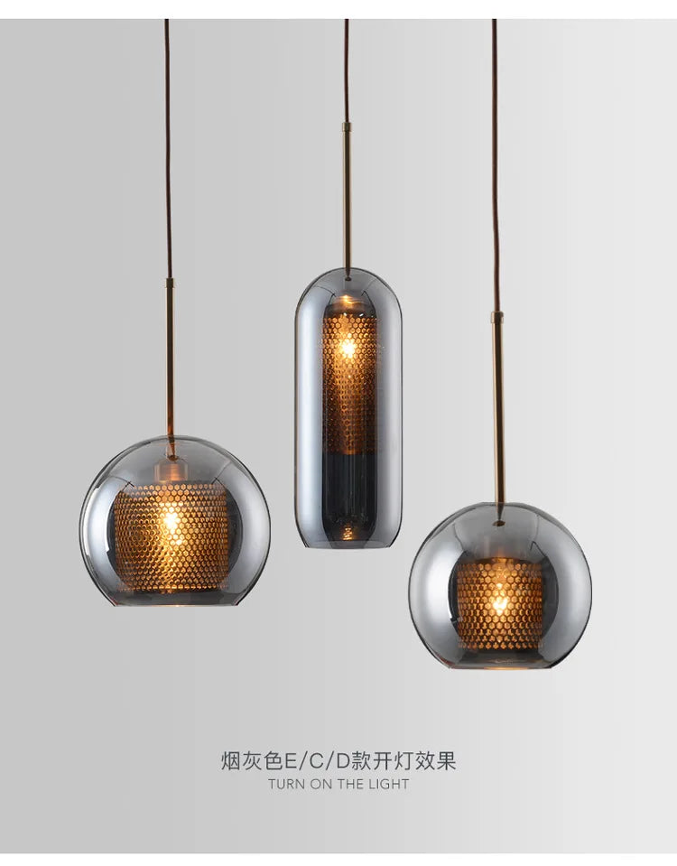 Vadim Modern Smoke Grey Glass Pendant Lamp
