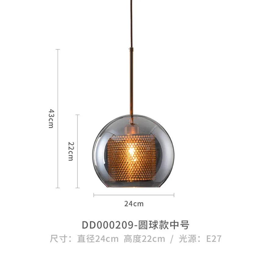 Vadim Modern Smoke Grey Glass Pendant Lamp