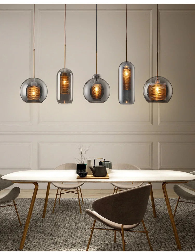 Vadim Modern Smoke Grey Glass Pendant Lamp