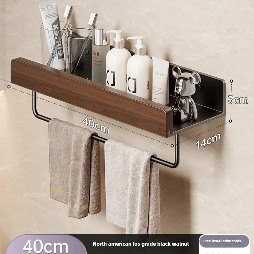 Walnut Solid Wood Bathroom Wall Shelf