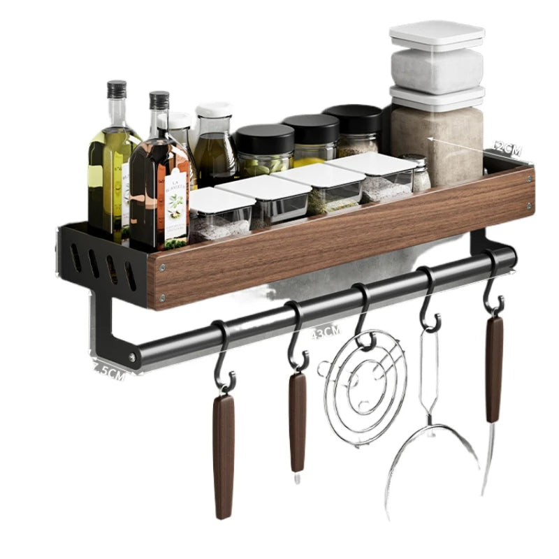 Walnut & Stainless Steel Kitchen Storage Rack