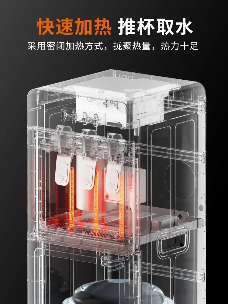 Dispensador de água doméstico automático inteligente de 220 V com reservatório inferior, vertical, novo, com refrigeração e aquecimento integrados.