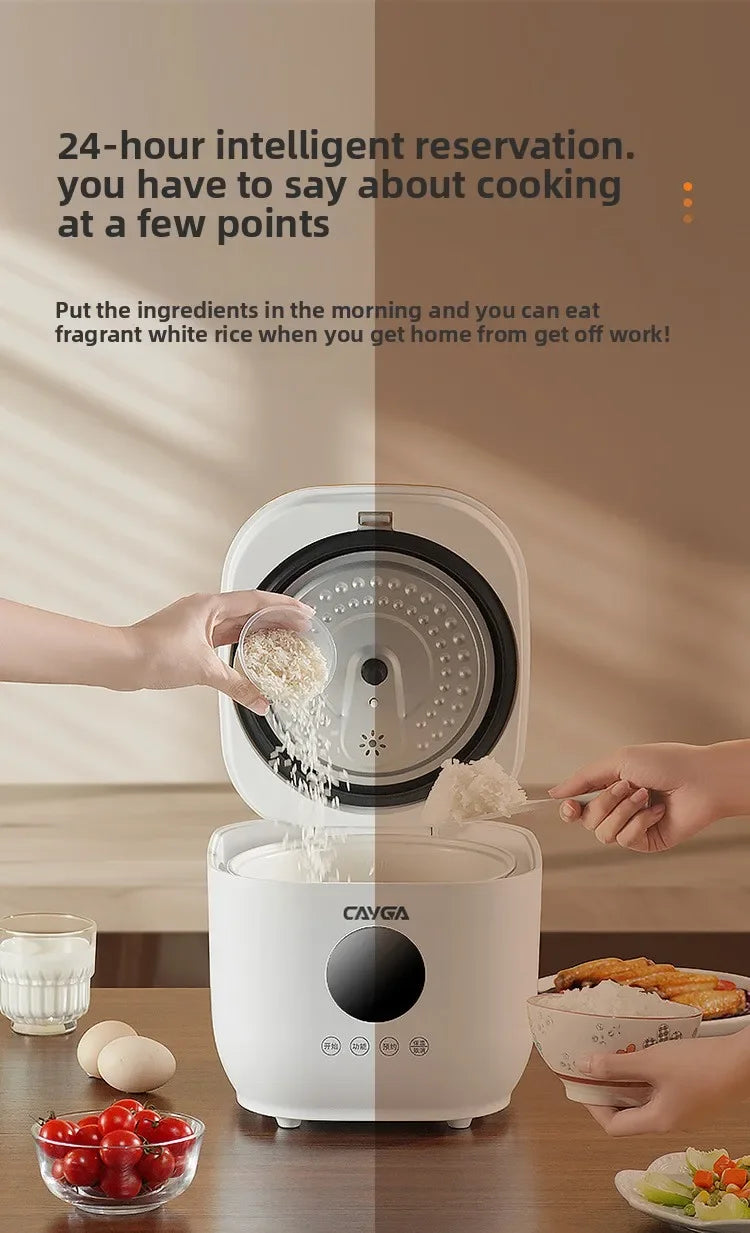 Panela elétrica digital multifuncional inteligente de 3 litros para arroz, com revestimento antiaderente e panela interior em cerâmica com separação para arroz e sopa.