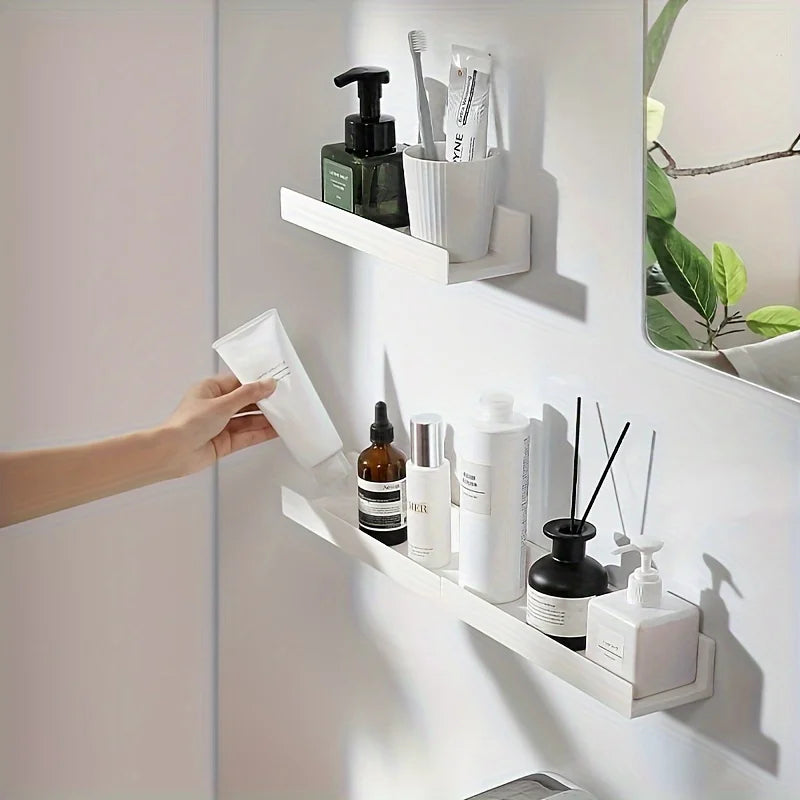 No-Drill Bathroom Makeup & Shower Shelf
