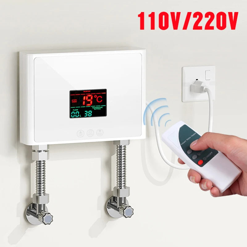 Aquecedor de água instantâneo 110V/220V 3000W/5500W, aquecedor elétrico de parede para aquecimento de água em casas de banho, chuveiros e cozinhas.