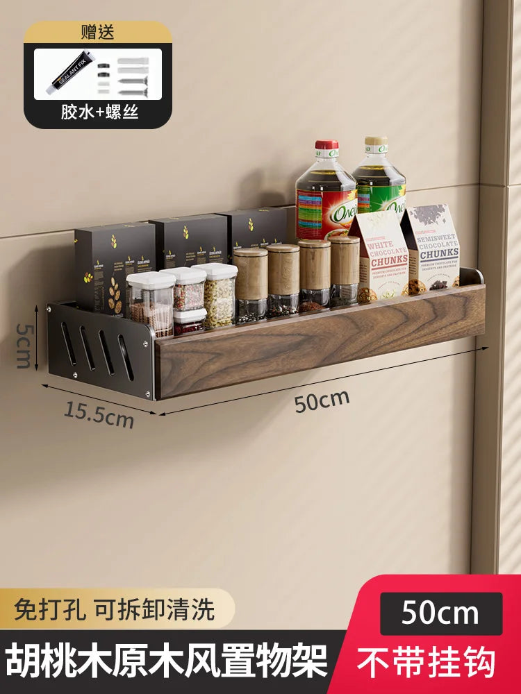 Walnut & Stainless Steel Kitchen Storage Rack