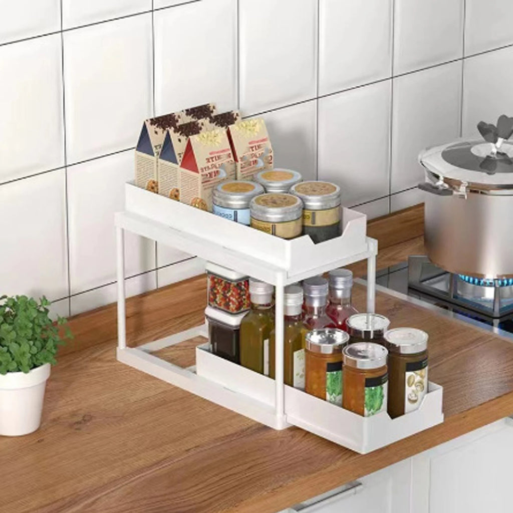 Double-Layer Pull-Out Kitchen Storage Rack