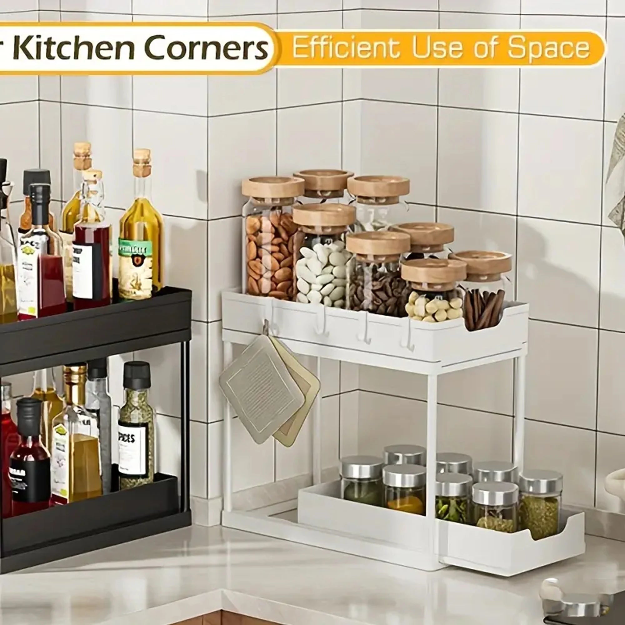 Double-Layer Pull-Out Kitchen Storage Rack