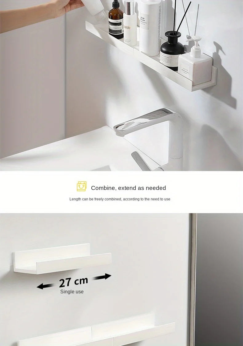 Prateleira de casa de banho organizadora para maquilhagem, com adesivo, sem necessidade de furar, para champô e duche.