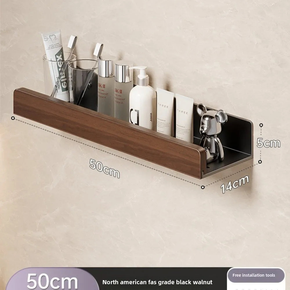 Walnut Solid Wood Bathroom Wall Shelf