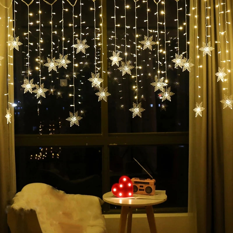 Outdoor LED Snowflake Curtain Lights