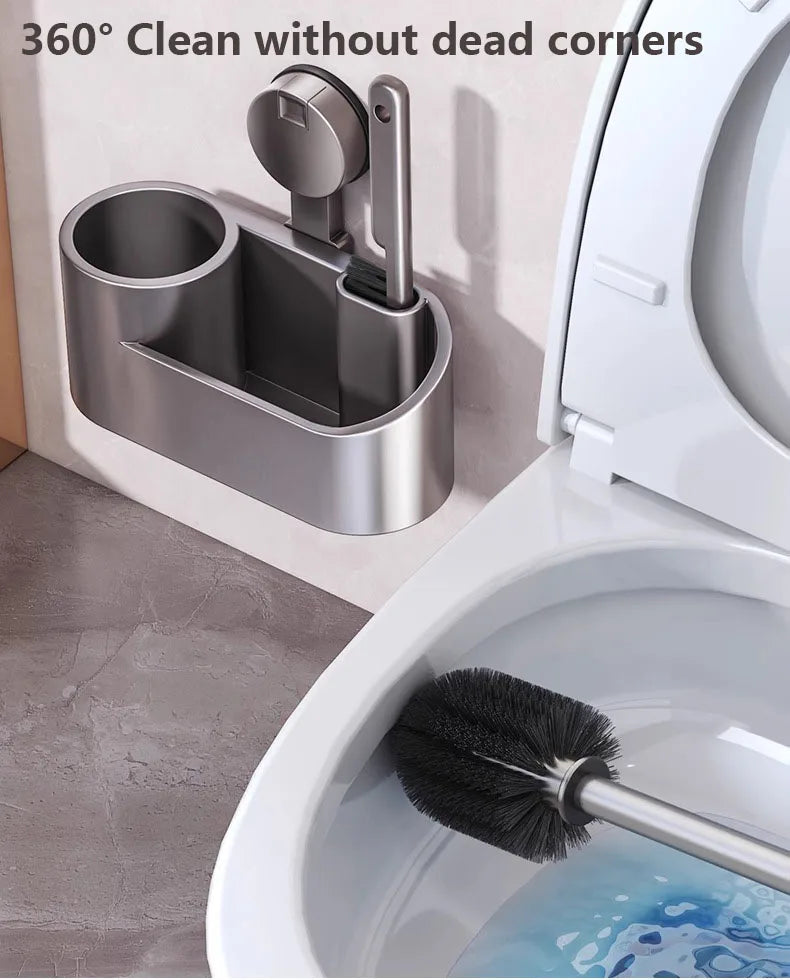 Suporte para escova de sanita, utensílio de limpeza espacial, em alumínio, para montagem na parede, com ventosa, acessório para casa de banho.