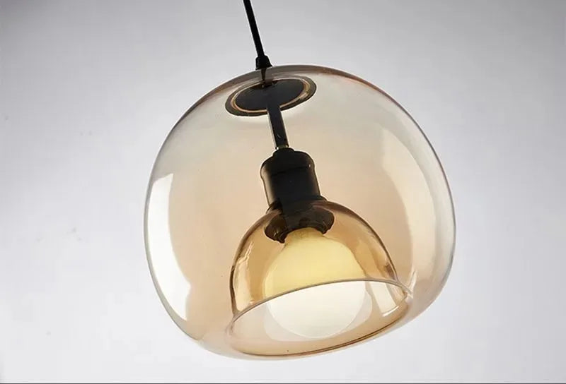 Nordic Smoke Gray & Amber Glass Pendant Light