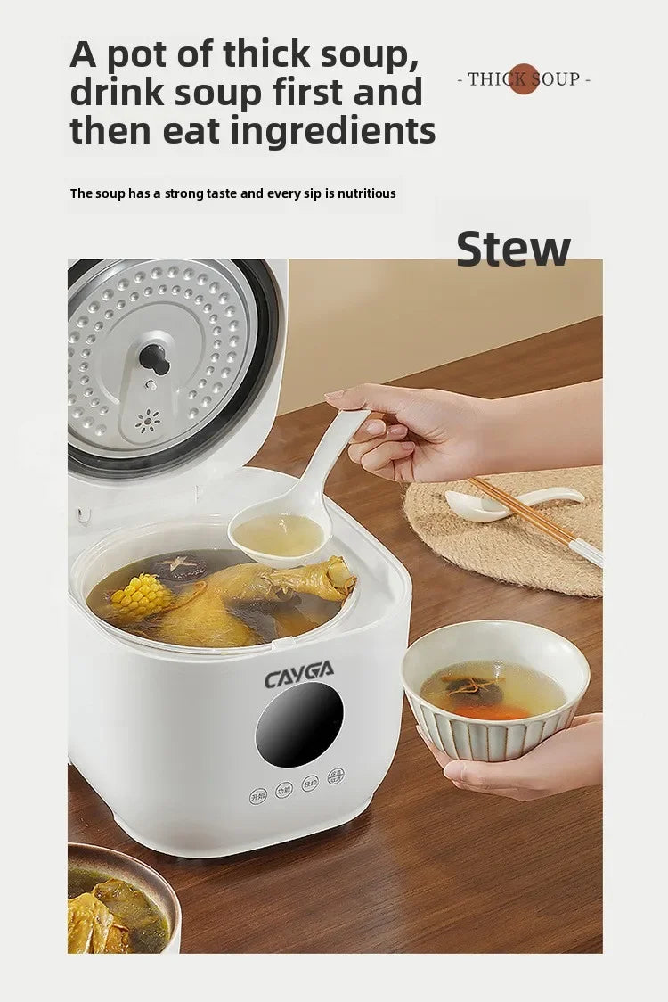 Panela elétrica digital multifuncional inteligente de 3 litros para arroz, com revestimento antiaderente e panela interior em cerâmica com separação para arroz e sopa.