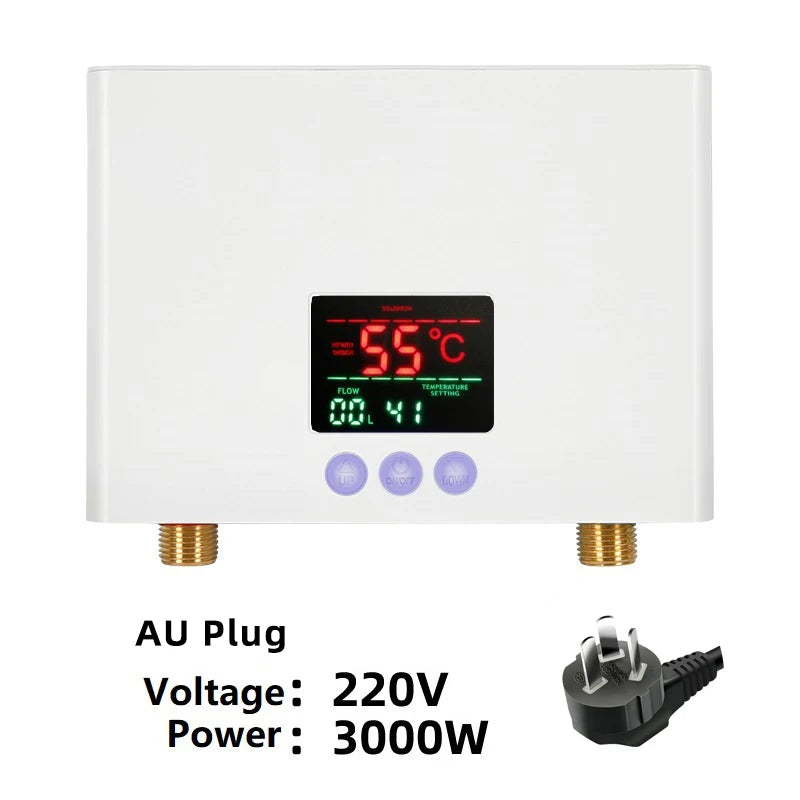 Aquecedor de água instantâneo 110V/220V 3000W/5500W, aquecedor elétrico de parede para aquecimento de água em casas de banho, chuveiros e cozinhas.