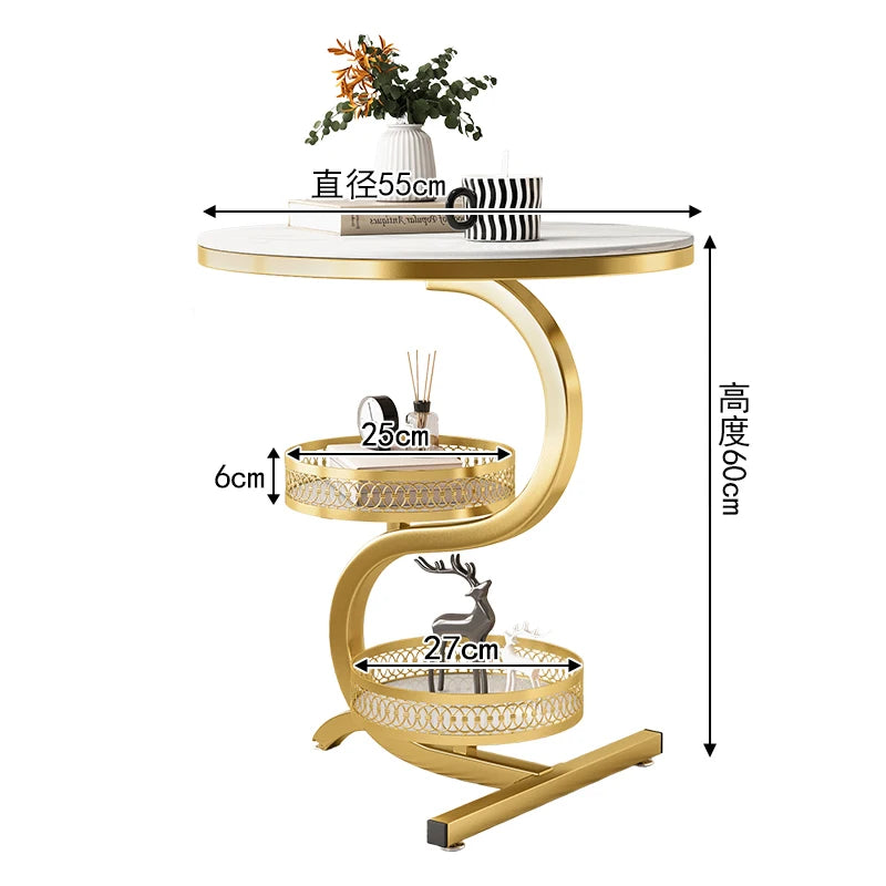3-Tier White Marble Round Side Table