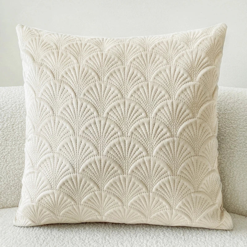 Velvet Scallop Luxury Cushion Cover (45×45cm)
