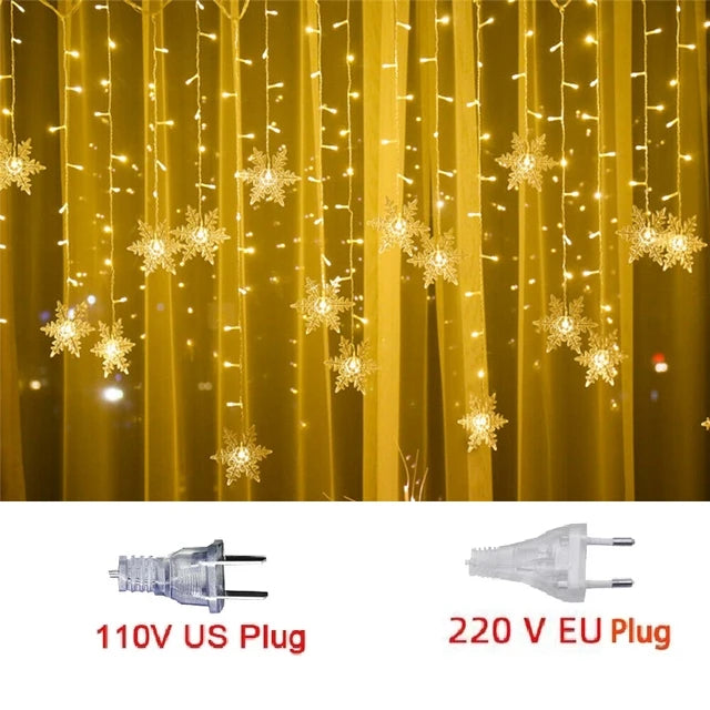 Outdoor LED Snowflake Curtain Lights