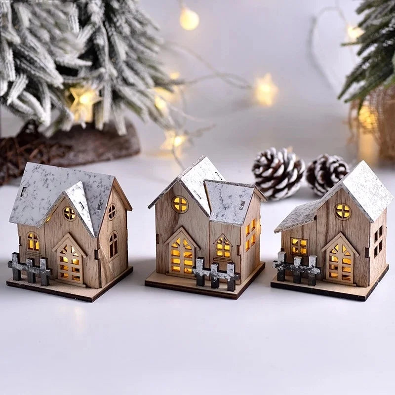 LED Wooden Christmas House Ornament