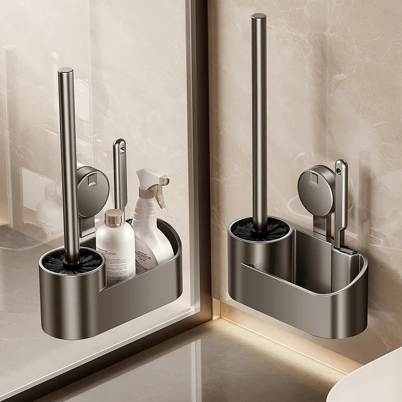 Wall-Mounted Aluminum Toilet Brush Holder