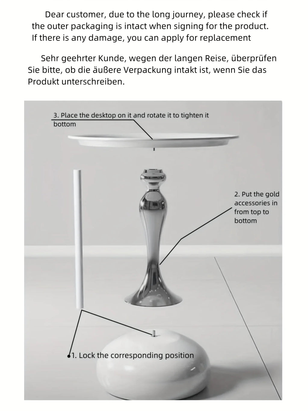 White Round Coffee Table with Gold Base