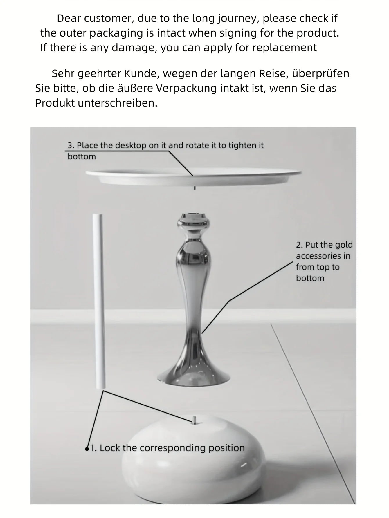 White Round Coffee Table with Gold Base