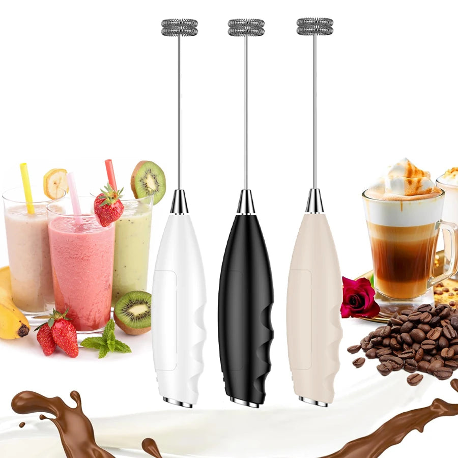 Mini batedor de leite portátil, ideal para café com leite, cappuccino, frappé, matcha, chocolate quente e outras bebidas.