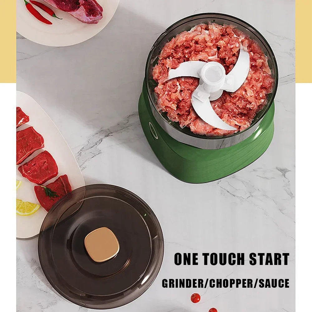 Mini picador de carne elétrico, esmagador de alho multifuncional para cozinha, sem fios, para misturar e triturar alimentos, auxiliar para a alimentação de bebés, 350ml