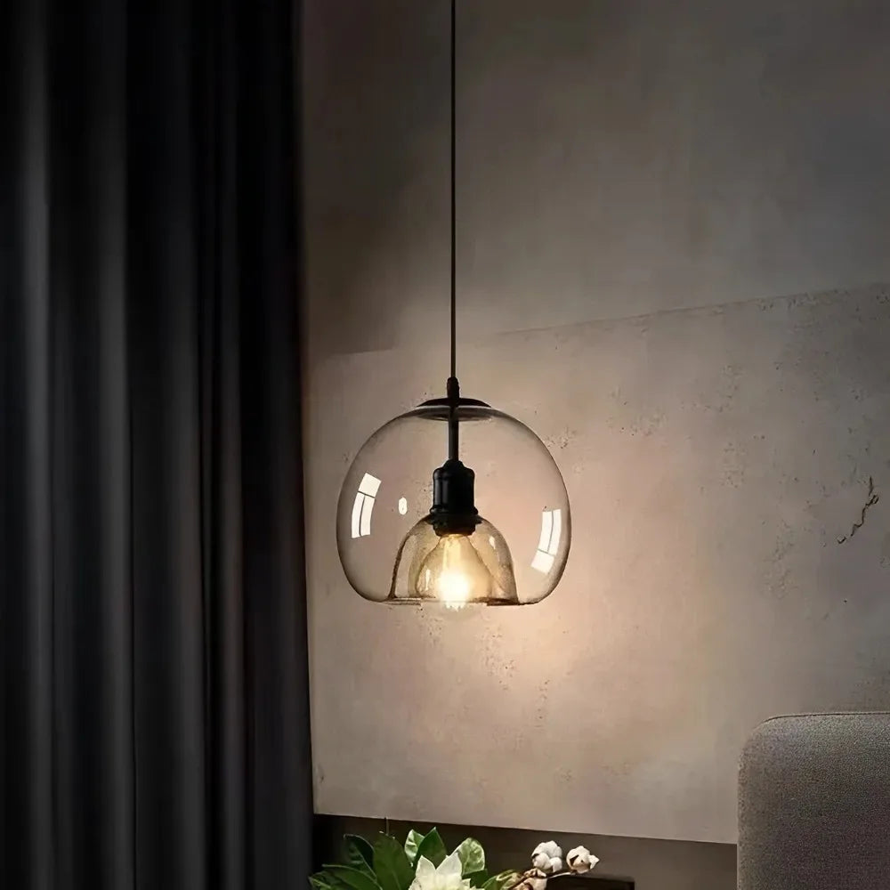 Nordic Smoke Gray & Amber Glass Pendant Light