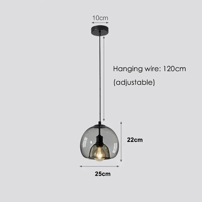 Nordic Smoke Gray & Amber Glass Pendant Light