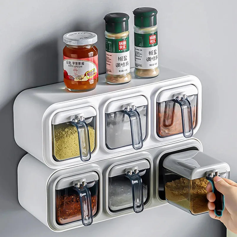 Organizador de parede para condimentos e temperos de cozinha, com frascos para armazenamento e organização de especiarias. Ideal para casa e jardim.