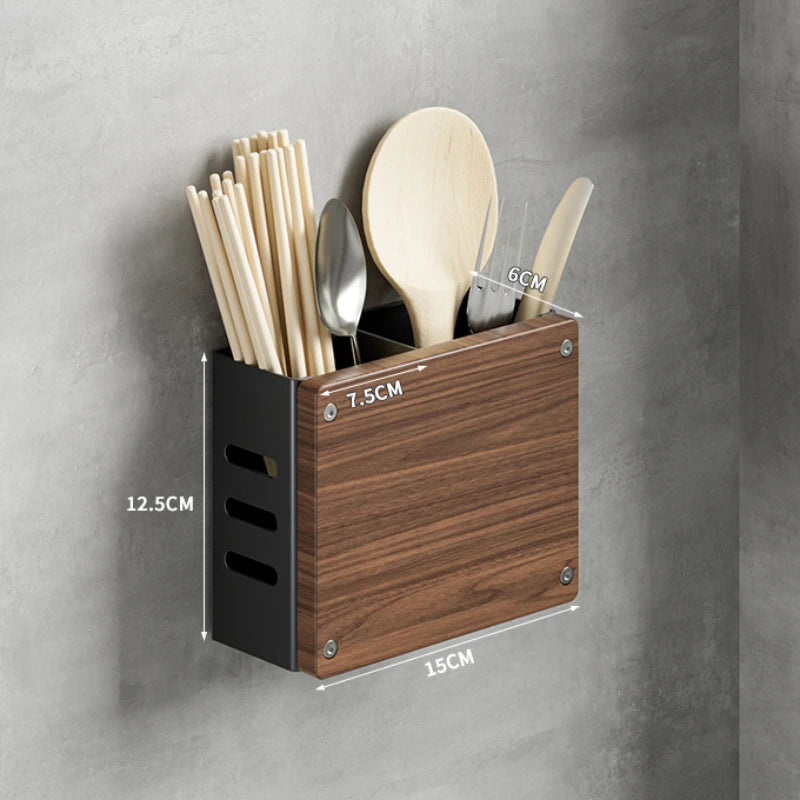 Walnut & Stainless Steel Kitchen Storage Rack