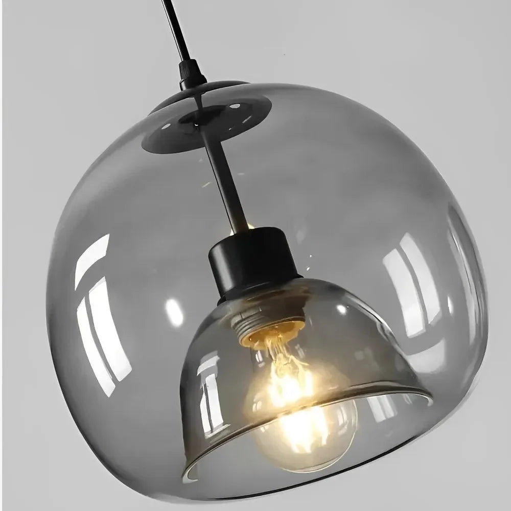 Nordic Smoke Gray & Amber Glass Pendant Light