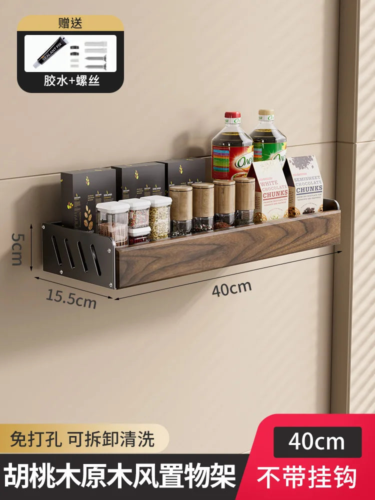 Walnut & Stainless Steel Kitchen Storage Rack