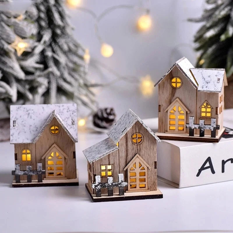 LED Wooden Christmas House Ornament