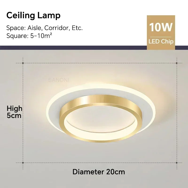 Nordic Luxury Round Copper LED Ceiling Light
