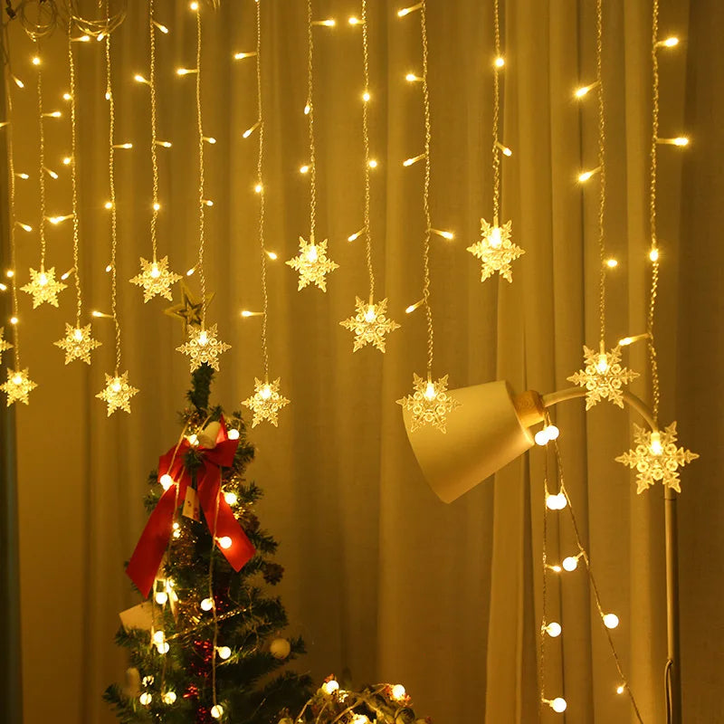 Outdoor LED Snowflake Curtain Lights