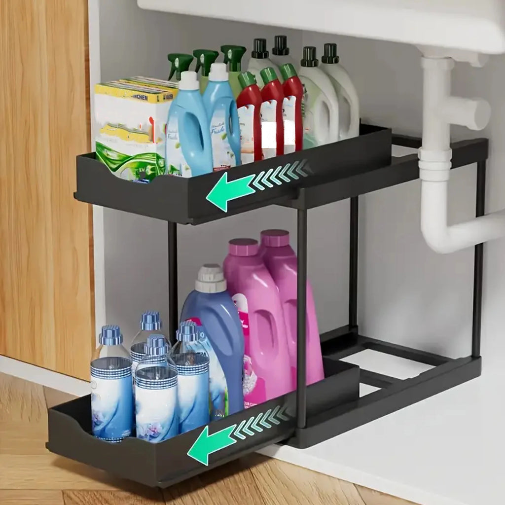 Double-Layer Pull-Out Kitchen Storage Rack