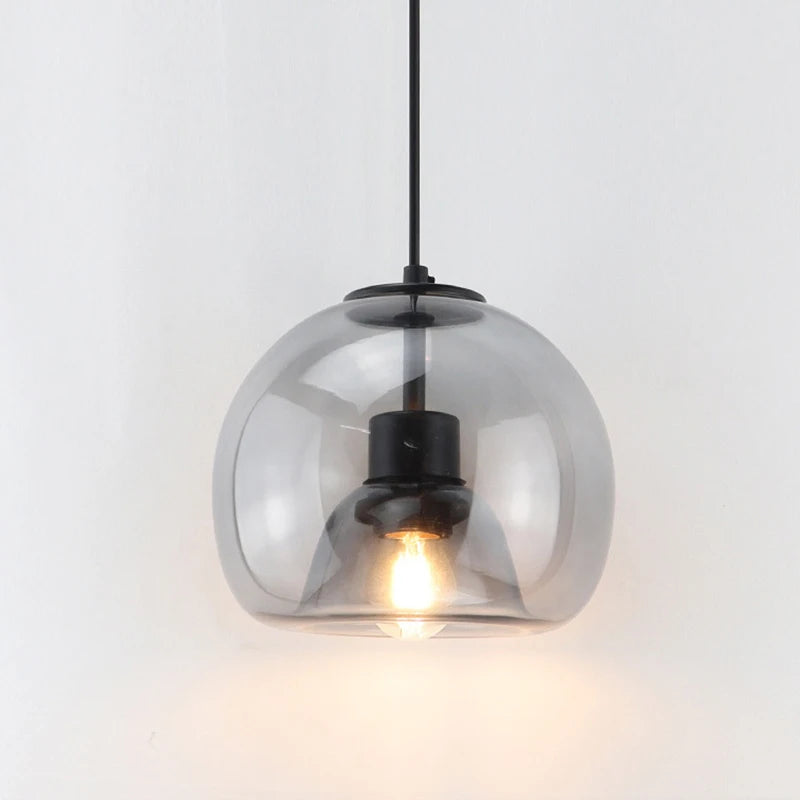 Nordic Smoke Gray & Amber Glass Pendant Light