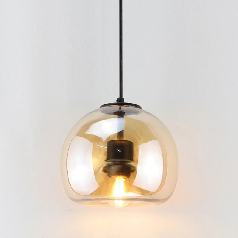 Nordic Smoke Gray & Amber Glass Pendant Light
