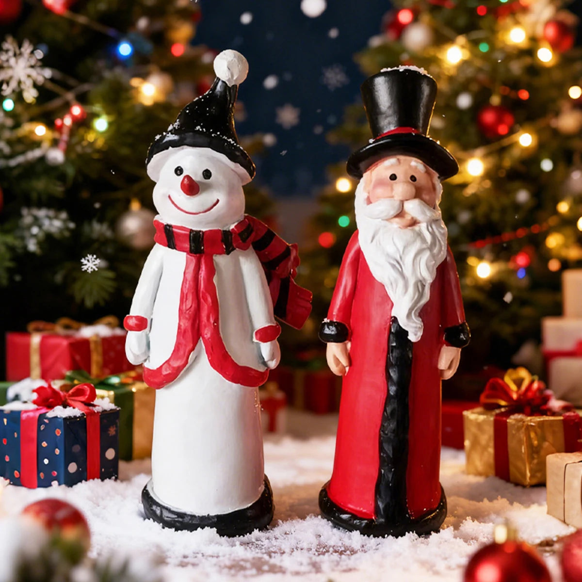 Ceramic Snowman & Santa Holiday Figurines