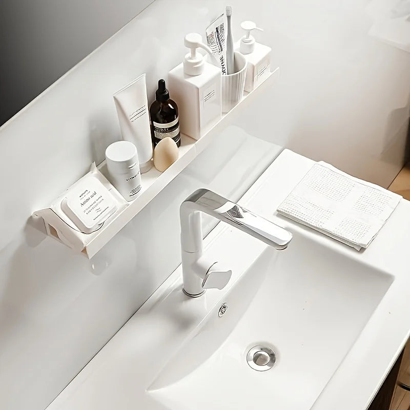 No-Drill Bathroom Makeup & Shower Shelf