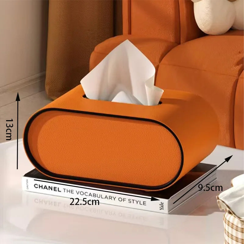PU Leather Luxury Tissue Box with Storage
